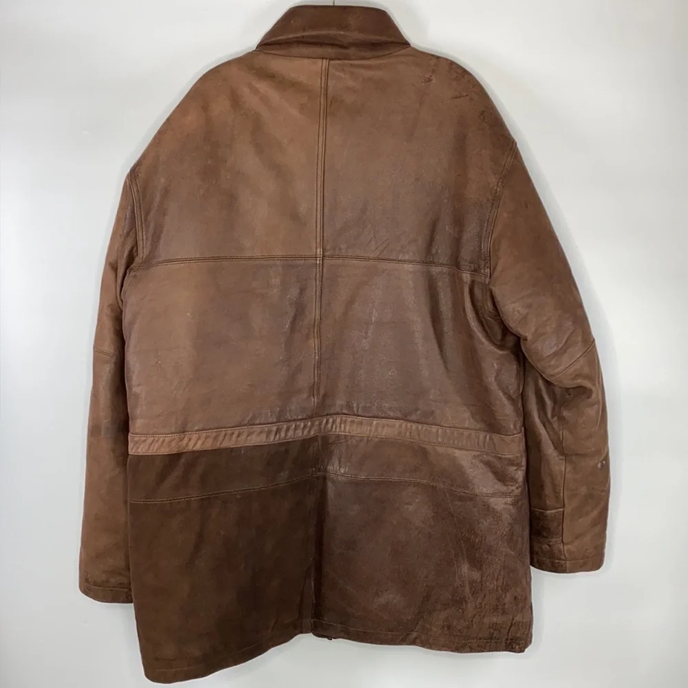 Vintage Eddie Bauer Leather Goose Down Heavy Jacket Size Large